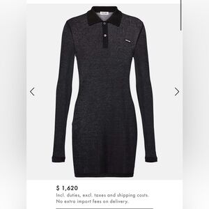 Brand NEW!! MIUMIU Long Sleeve Black Polo Knit Dress small